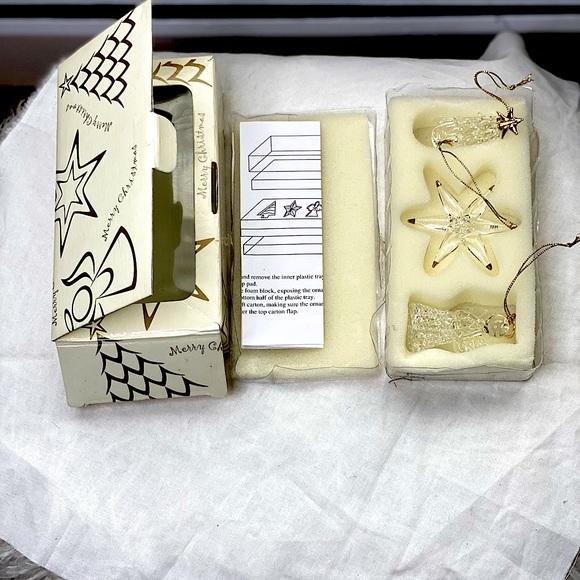 Set of 3 Crystal Glass Christmas Ornaments, Vantage, in box - Picture 15 of 15